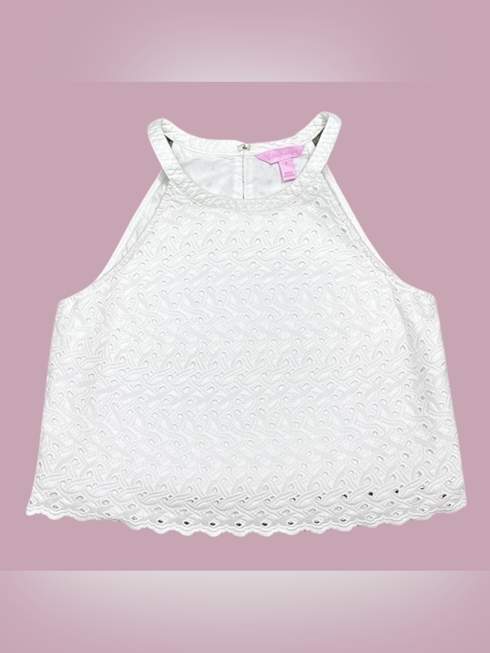 Lilly Pulitzer White Eyelet Halter Crop Top Size 2
